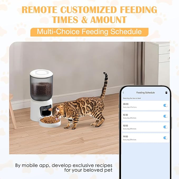 Automatic Cat Feeder with 2K HD Camera, 2.4/5G WiFi 6L Pet Feeder Automatic for Cats & Dogs, Dog Automatic Feeder APP Control, Programmable Cat Food Dispenser with Night Vision,Two-Way Audio (White)