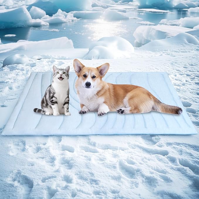 BECEMURU Dog Cooling Mat, Thickened Soft Pet Cooling Pad for Summer, 36"x23" Pet Bed for Crate Kennel Sofa, Q-MAX＞0.45, Non-Gel Coolness, Machine Washable & Durable - Keep Pet Cool and Comfortable
