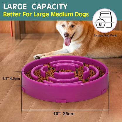 WHIPPY Large Slow Feeder Dog Bowls for Large Medium Dogs Anti-Chocking Slow Feeding Maze Dog Food Bowl Slow Eating Interactive Bloat Stop Puzzle Bowl,Purple