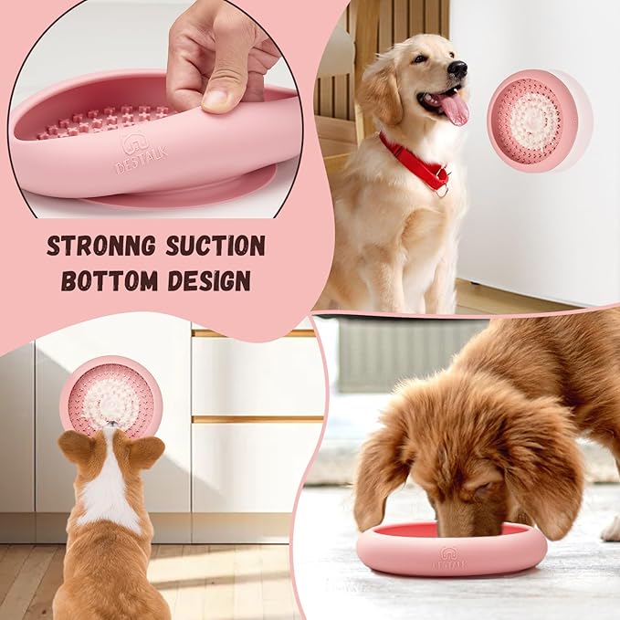 Dog Lick Bowl, Bestalk Anxiety Relief Slow Feeder Dog Lick Mat Treat Dispenser, Non-Slip Licking Bowl Enrichment Toys, BPA Free Silicone, Dishwasher Safe