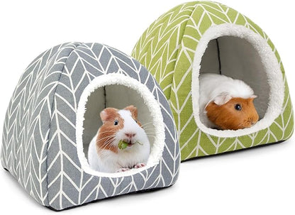 Tierecare 2 Pack Guinea Pig Hideout Bed Dwarf Rabbit House Cave Accessories Cozy Hide-Out for Little Bunny Hedgehog Ferret Chinchilla&Other Small Animals
