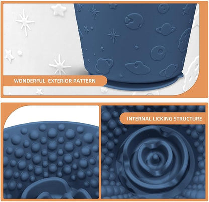 Dog Lick Bowl with Brush Scraper,Anxiety Relief Non-Slip Treat Dispenser,Durable Anti-Choking Enrichment Slow Feeder Licking Bowl for Medium Large Breed,Freezable BPA Free Silicone Dishwasher Safe