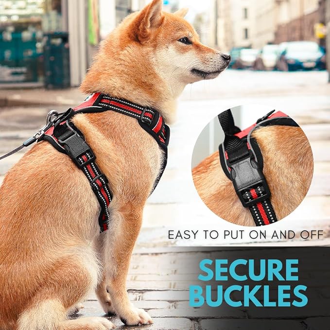 Ziggy Pet Dog Harness Adjustable Nylon Mesh Vest with Leash Clips (Red, Medium)