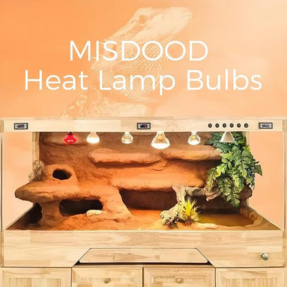MISDOOD 100W Reptile Heat Lamp Bulb, Day & Night Basking Spot Light Combo Pack Includes Infrared Heat Lamp and UVA Daylight Heating Lamp Basking Light for Lizards, Turtles, Chicken，Bearded Dragons