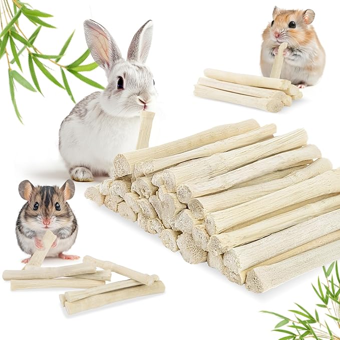 Sukh 240g Sweet Bamboo Chew Sticks - Natural Rabbit Bamboo Sticks Small Animal Chew Toy Bunny Molar Treats Atural Teeth Grinding Toys for Squirrel Guinea Pigs Chinchilla