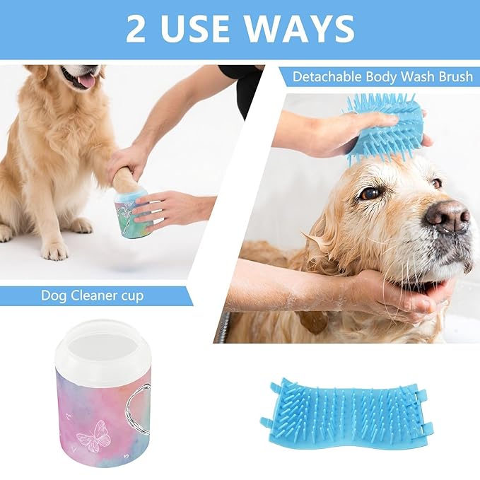 Dog Paw Cleaner Mudbuster Dog Foot Washer for Small Medium Large Dogs Cats Premium Pet Supplies Tie Dye Heart Butterflies