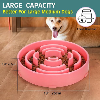 WHIPPY Large Slow Feeder Dog Bowls for Large Medium Dogs Anti-Chocking Slow Feeding Maze Dog Food Bowl Slow Eating Interactive Bloat Stop Puzzle Bowl,Pink
