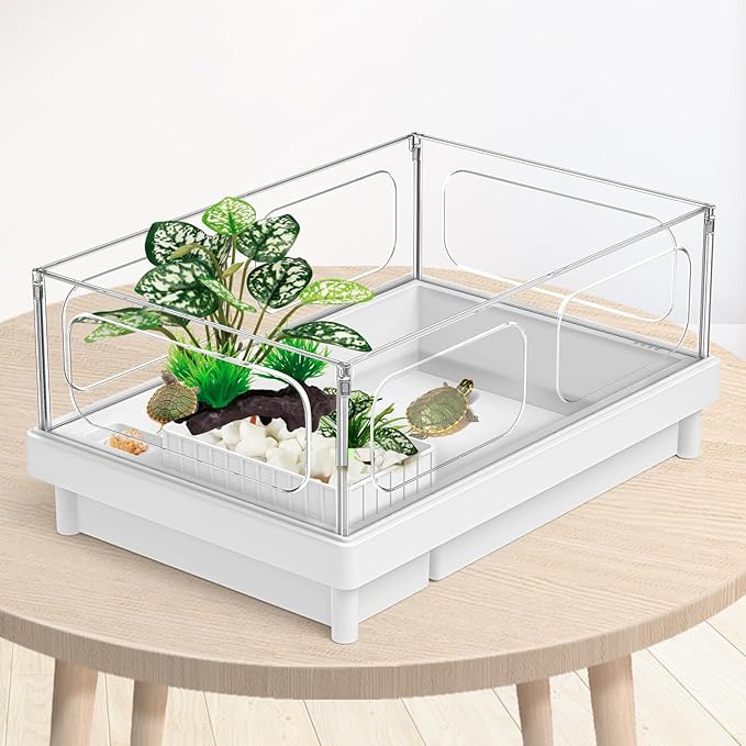 Moonorange Reptile Artificial Plants, Terrarium Plants Decorations Supplies, Aquarium Fish Tank Plant, Amphibian Habitat Hideout Tank Accessories (M Set-2pcs/B)