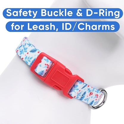 Pawtitas Soft Adjustable Puppy Collar Leash Harness Sold Separately Personalized Customizable Dog Collar Embroidered Customize Pet Name Phone Number Christmas Dog Collar Extra Small Teal Mistletoe