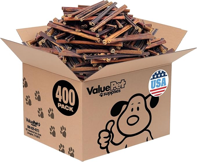 ValueBull USA Collagen Sticks for Small Dogs, 6 Inch Extra Thin Chews, Natural Dog Treats, 400 Count Bulk Pack - Promotes Joint, Skin & Coat Health with Glucosamine and Chondroitin