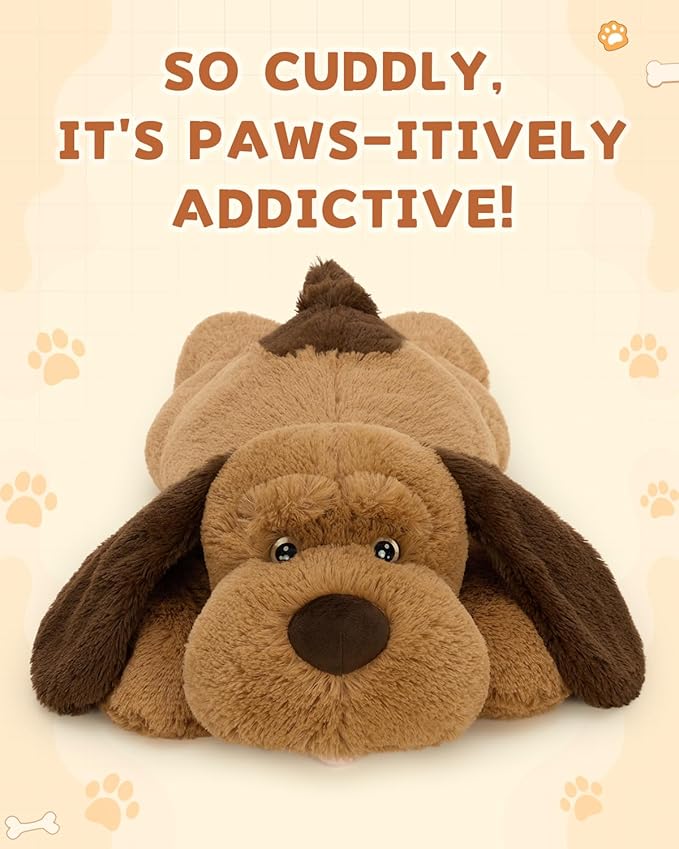 MaoGoLan Giant Dog Plush,31 inches Large Stuffed Animal Dog,Chocolate Brown Fluffy and Cuddly Stuffed Puppy Stuffed Animal Throw Pillow Toy Gift for Puppy Lover,Girls,Kids