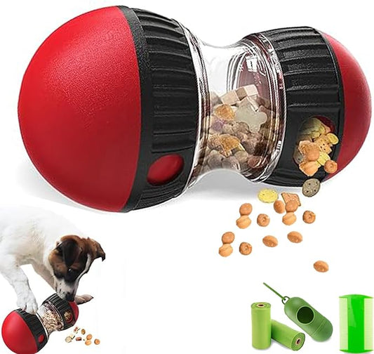 Interactive Dog Puzzle Toy - Keeps Your Beloved Dog Busy & Focused , Mental Stimulation Cognitive Toys | Rolling Large Adjustable Treat Dispenser Ball & Slow Feeder Bowl Combo Set（3.44in,3.44in,6.1in）