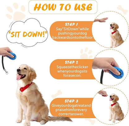 24 Pcs Dog Training Clicker Pet Training Click with Wrist Strap Cat Click Bird Clicker Puppy Train Supplies for Dogs Cats Horses Birds Behavioral Train Accessories