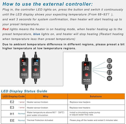 PULACO 50 Watt Small Aquarium Betta Heater for 1-10 Gallon Tank