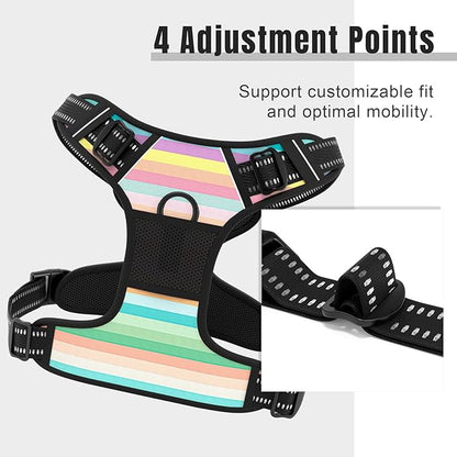 Rnivvi No Pull Dog Harness, Cute Reflective Extra Small Sized Puppy Harness, Adjustable Soft Padded Vest for Small Dogs, Cats, Heavy Duty Pet Vest with Easy Control Handle for Walking, Watercolor