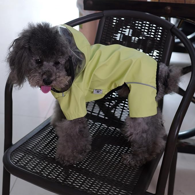 Four-Legged Full Coverage Waterproof Dog Raincoat with Reflective Features Pet Raincoats for Large Medium Small Dogs Light Green 4XL