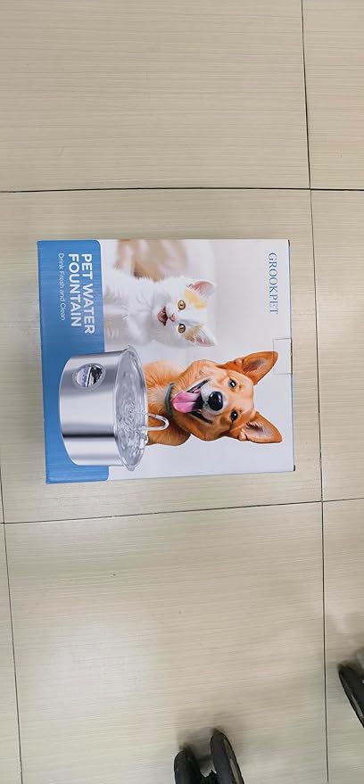 Pet Water Fountain for Large Dogs: Metal Dog Water Fountain - Silent Big Cat Fountains for Drinking - 3.2G/406oz/12L Water Fountain Dog Bowl Inside - GROOKPET Fountains with 6 Filters + 3 Sponges