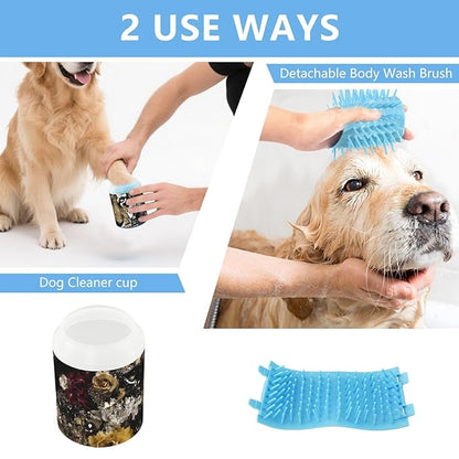 Dog Paw Cleaner Washer Cup Fancy Animal Print for Muddy Pet Foot 1 Pack