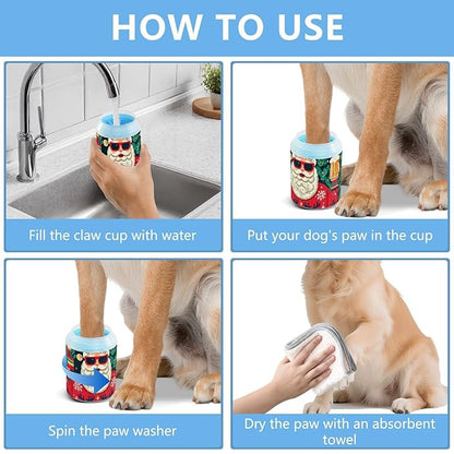 Dog Paw Cleaner Mudbuster Dog Foot Washer for Small Medium Large Dogs Cats Premium Pet Supplies Green Christmas Santa Claus Snowflakes