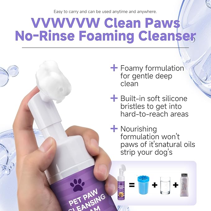 Dog Paw Cleaner Kit – Paw Cleaning fo rall Dogs & Puppy Silicone Scrubber Brush – pH Balanced Gentle No-Rinse Wash Scrubber,
