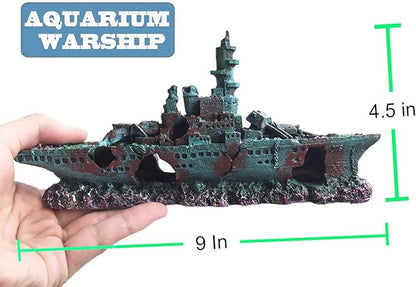 SLOCME Aquarium Shipwreck Decorations Fish Tank Ornaments - Resin Material Sunken Ship Decorations, Eco-Friendly for Freshwater Saltwater Aquarium Betta Fish Decorations