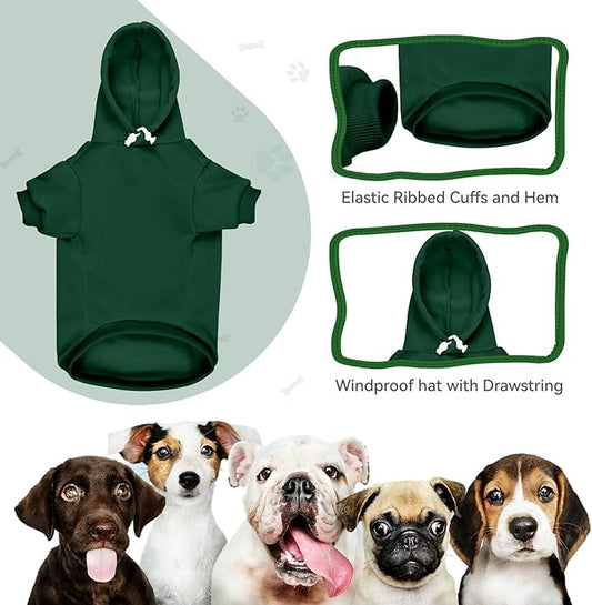 Dog Sweaters for Small Dogs Pet Sweater Solid Soft Brushed Fleece Dog Hoodie Clothes Pet Hoodie Sweatshirt with Pocket(Green-XS)
