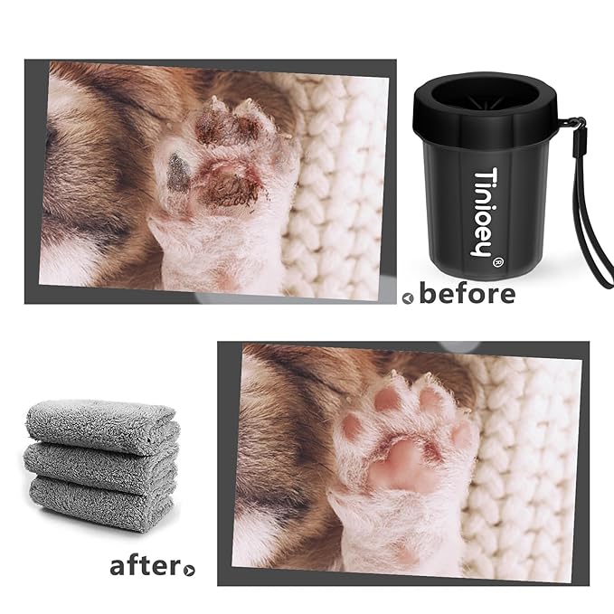 Dog Paw Cleaner for Small Dogs (with 3 Absorbent Towels), Dog Paw Washer, Muddy Paw Cleaner, Pet Foot Cleaner