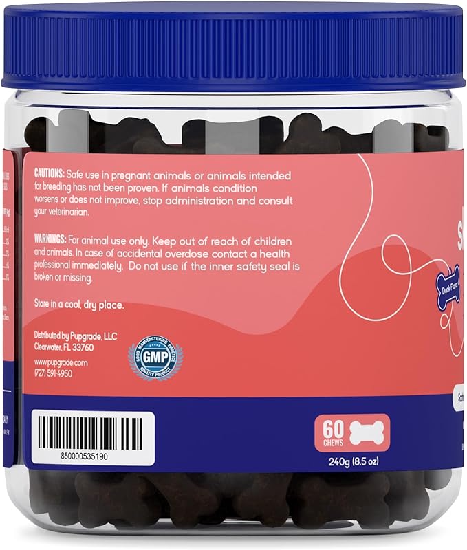 PupGrade Skin & Coat Soft Chew Supplement for Dogs – Supports Healthy Skin, Coat, and Immune Function - Rich in Natural Fish Oil, Omega Fatty Acids, and Vitamins – 60 Soft Chews