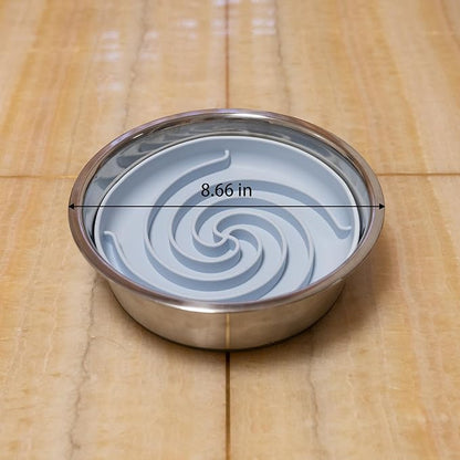 Slow Feeder Dog Bowls, Dishwasher Microwave Safe Silicone Puppy Puzzle Bowl with Non-Slip Design for Eating (Blue and Yellow)