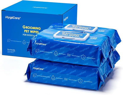 Pet Grooming Wipes for Dogs & Cats, 400 Count, 8"x8" Ultra Thick & Soft, Unscented, Hypoallergenic Formula, Safe on Coat, Paws, Ears, Bum & Sensitive Skin