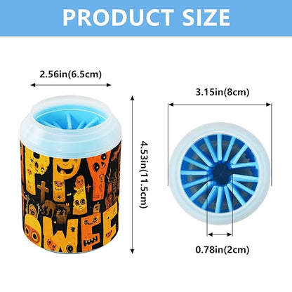 Dog Paw Cleaner Mudbuster Dog Foot Washer for Small Medium Large Dogs Cats Premium Pet Supplies Happy Halloween Art Funny Orange