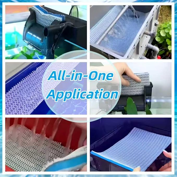 HOLADAWN 8-Layer Aquarium Filter Media Sponge Pad, Trim-to-Fit Foam Filter Floss for Fish Tank Filter (15.7"x11.8"x0.78")