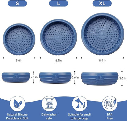 Dog Lick Bowl, Animire Freeze Lick Mat for Dogs, Non-Slip Slow Feeder Licking Bowl Enrichment Treat for Distraction Anxiety Relief, Food Grade Silicone, Dishwasher Safe(Dark Blue,S)