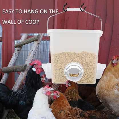 Automatic Chicken Feeder Chicken Feed Container Hanging Chicken Feeder Rainproof Poultry Feeder Bucket (Frosted)