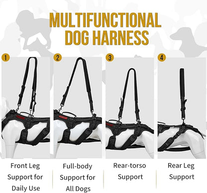 OneTigris Multi-Function Dog Lift Harness, All-Gender Dogs Friendly Design, Full Body Dog Sling Carrier with Three Handles Front/Rear Leg Assist for Arthritis, Help Em Up Harness for Dogs