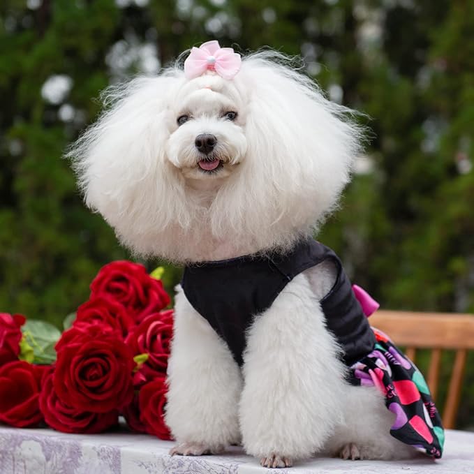 CuteBone I Love U Dress Velvet for Small Dogs Girl Puppy Dresses Black Dog Clothes CVA11M-D