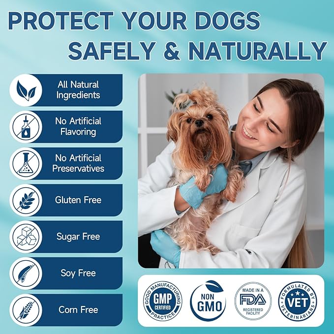 Flea and Tick Prevention for Dogs Chewables, 200 Soft Treats, Natural Dog Flea and Tick Treatment, Oral Flea Chews for Dogs Supplement, Flea and Tick Chews for Dogs Puppies, All Breeds & Sizes