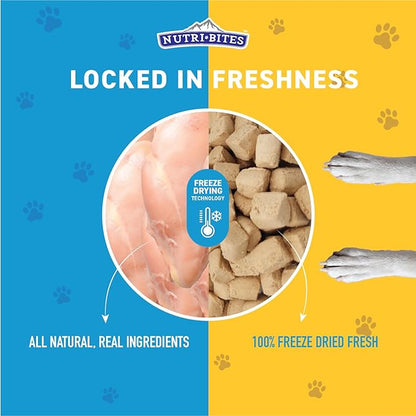 Nutri Bites Freeze Dried Chicken Dog & Cat Treats | Healthy Pet Training Treats or Food Topper | All Natural, 1 Single Animal Protein, High Protein | Premium Bulk Value Pack, 15 oz
