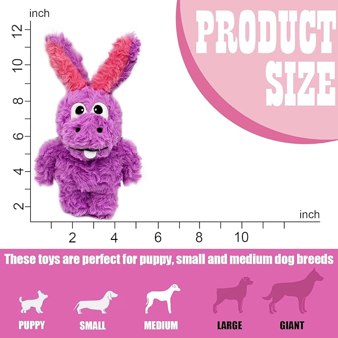 SLIWOWO Donkey Squeaky Dog Toys to Keep Them Busy, Stuffed Plush Girl Dog Toy Birthday Gift Crinkle Pet Puppy Tug Toy for Small Medium Large Dogs (Purple)