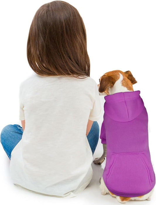 Purple Dog Hoodie Sweatshirt with Pocket - Medium Size, Soft Brushed Fleece