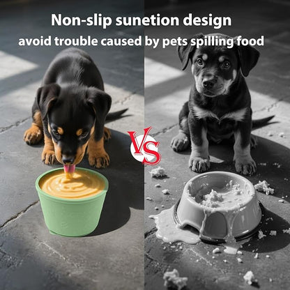 Dog Slow Feeder Lick Bowl - Non-Slip Licking Treat Dispenser for Small Medium Large Dogs, Promotes Anxiety Relief & Prevents Choking, Easy to Clean Feeding Bowl (Green, S)