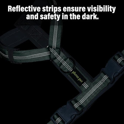 Plutus Pet No Pull Dog Harness, Adjustable Nylon Harness with Soft Padding, Reflective and Heavy Duty Dog Harness for Small, Medium, Large Dogs(Teal, XL)