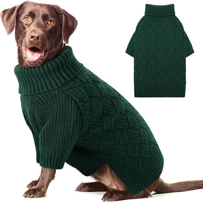 AOFITEE XL Dog Sweater, Dog Sweater Large Size Dogs, Large Dogs Sweaters for Female Male, Turtleneck Thick Warm Knitted Winter Fall Pet Sweatshirt Pullover, Solid Pet Christmas Sweaters (Green, XL)
