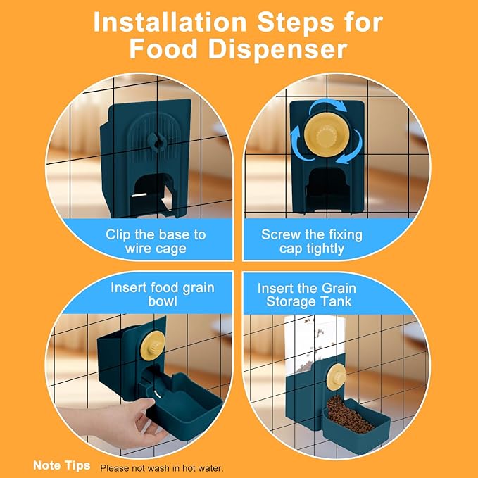 Auto Gravity Food Dispenser for Cage Hanging, 41OZ Capacity Hanging Automatic Pet Cage Feeder, Food Bowl for Cats Dogs Rabbit Ferret Chinchilla Bird Hedgehog Guinea Pig (Dark Blue)