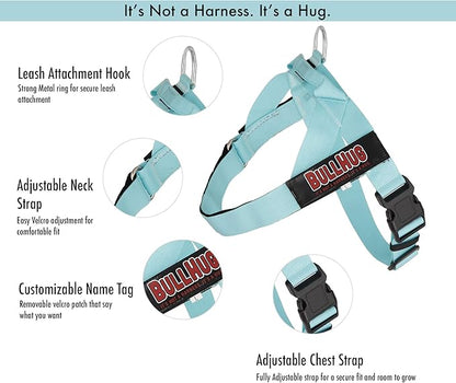 BULLHUG Adjustable Dog Harness– No Pull, No Choke – for English Bulldogs, French Bulldogs, Pugs & Broad-Chested Breeds – Easy, Safe Walks (Black Floral, XL)