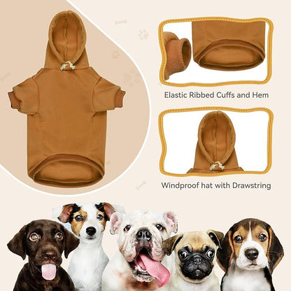 Dog Sweaters for Large Dogs Dog Hoodie Solid Soft Brushed Fleece Clothes Sweatshirt with Pocket(Coffee-L)