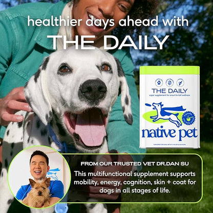 Native Pet Dog Vitamins & Supplements - 11-in-1 Vitamin Powder for Dog Food Topper - Collagen, Glucosamine, Probiotics, Omega & More- Supports Healthy Gut, Mobility & Overall Health - 120 Scoops