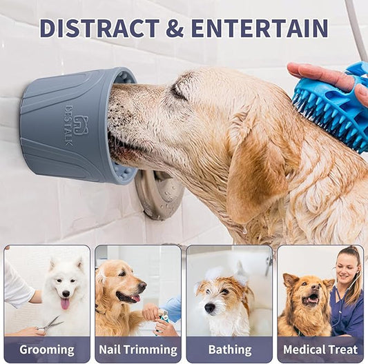 Dog Lick Bowl, Bestalk Anxiety Relief Slow Feeder Dog Lick Mat Treat Dispenser, Non-Slip Licking Bowl Enrichment Toys for Small Medium and Large Breed Dogs, BPA Free Silicone(Grey,S)
