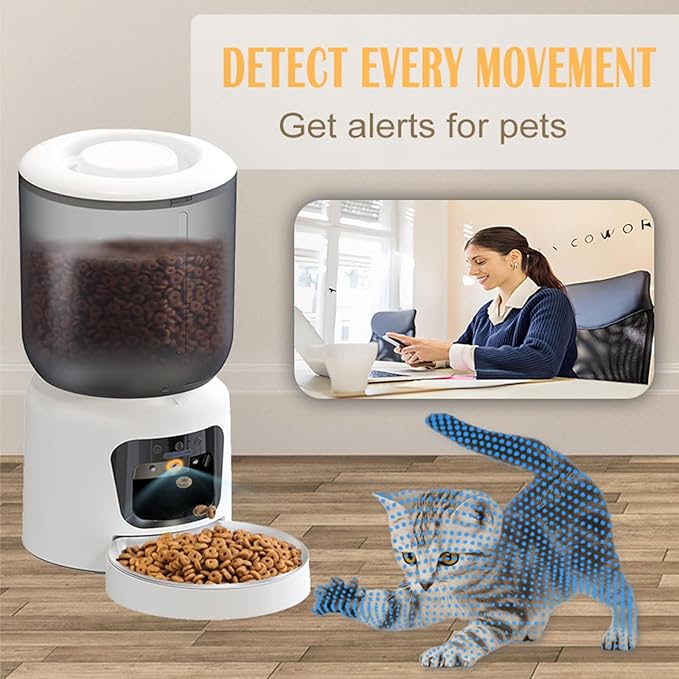 Automatic Cat Feeder with 2K HD Camera, 2.4/5G WiFi 6L Pet Feeder Automatic for Cats & Dogs, Dog Automatic Feeder APP Control, Programmable Cat Food Dispenser with Night Vision,Two-Way Audio (White)
