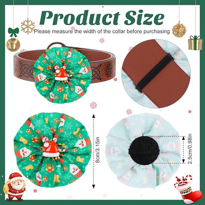 50 Pcs Christmas Dog Collar Bows Bulk Red and Green Xmas Bow Ties Flower Charms Attachment for Small Medium Large Dogs Cats Collar Christmas Costume Accessories